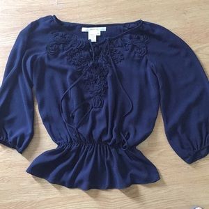 Feminine Navy Blue Blouse